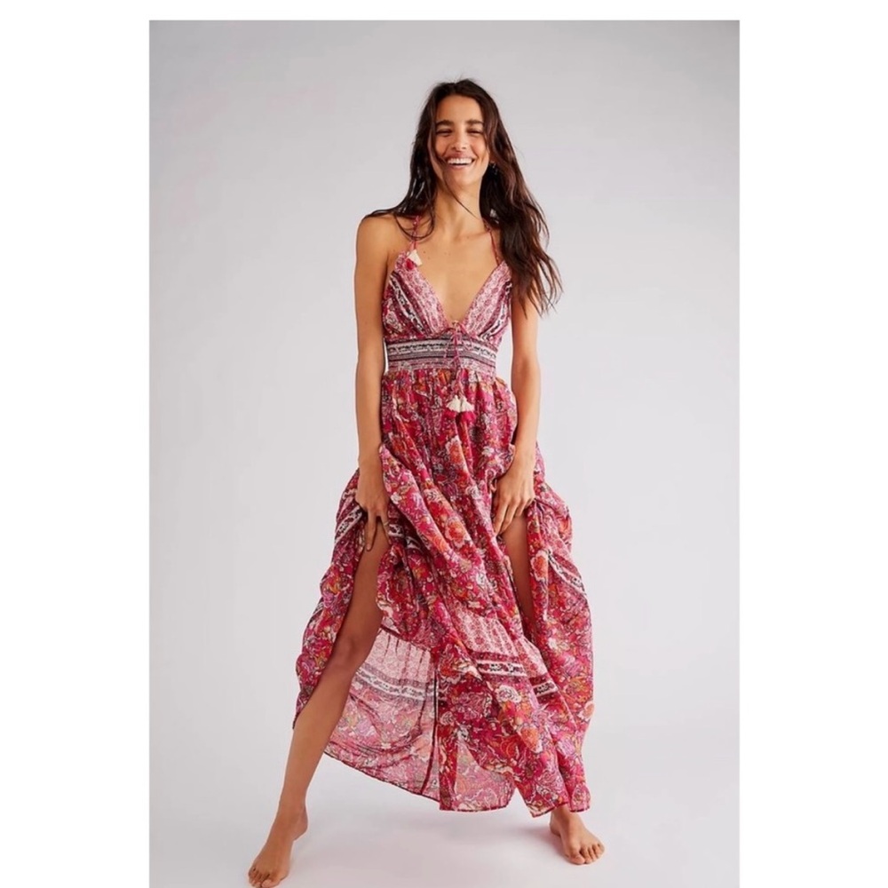 Free People Beautiful Pink/Multicolored Tiered Maxi Sundress